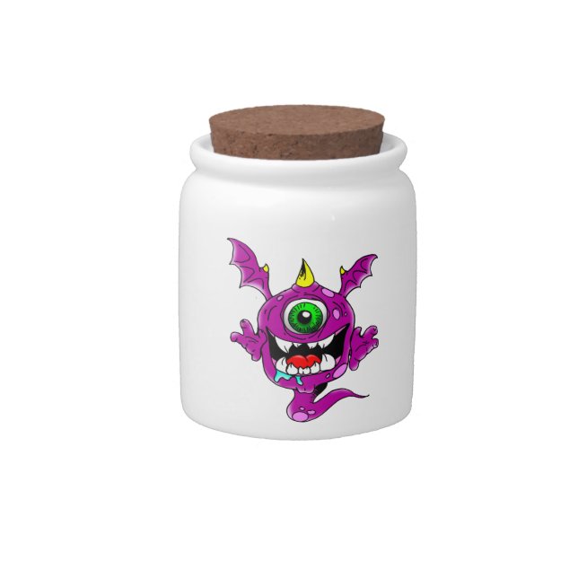 Cute Purple People Eater Monster Candy Jar (Front)