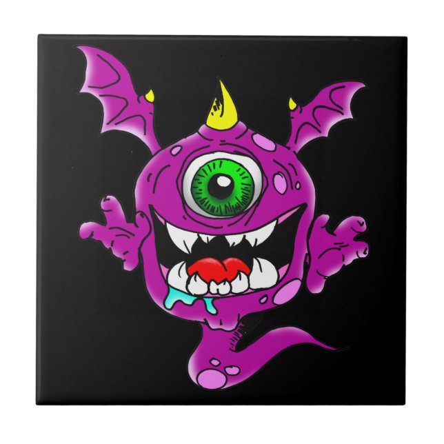Cute Purple People Eater Monster Ceramic Tile (Front)