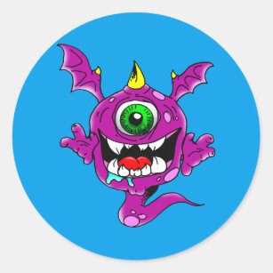 Cute Purple People Eater Monster Classic Round Sticker
