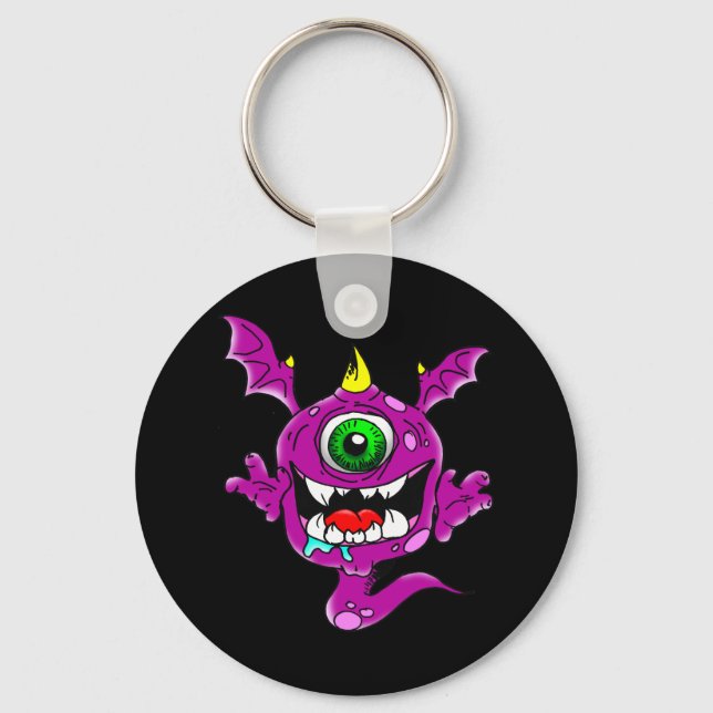Cute Purple People Eater Monster Keychain (Front)