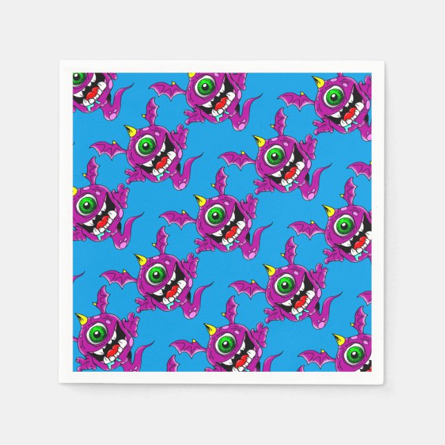 Cute Purple People Eater Monster Napkins (Front)