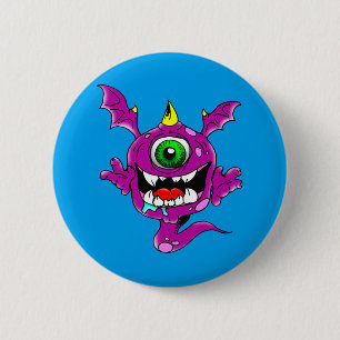 Cute Purple People Eater Monster Pinback Button