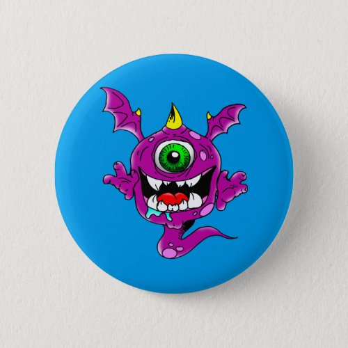 Cute Purple People Eater Monster Pinback Button