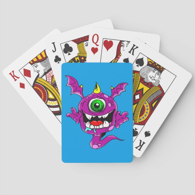 Cute Purple People Eater Monster Poker Cards (Back)