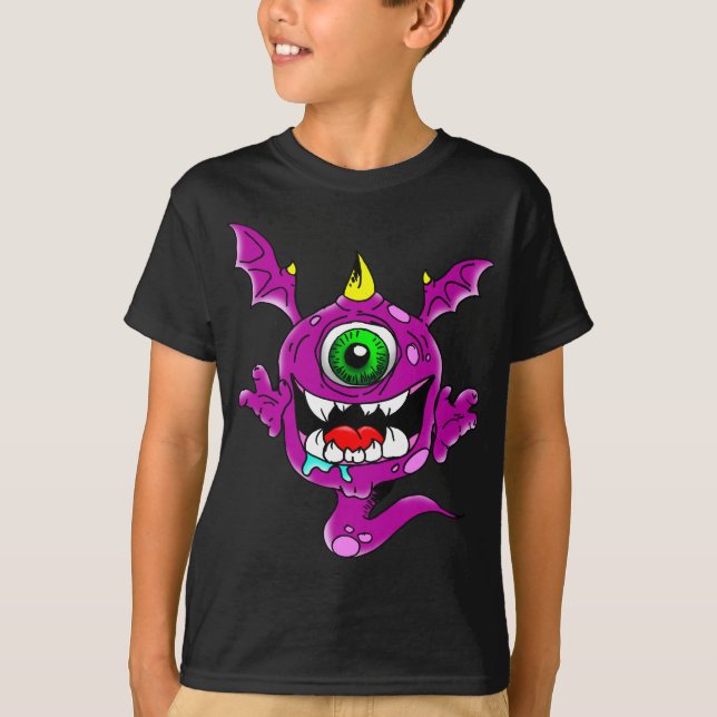 Cute Purple People Eater Monster T-Shirt (Front)