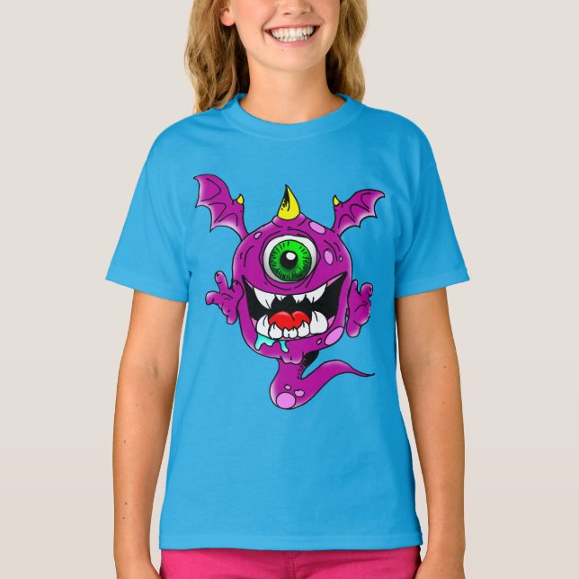 Cute Purple People Eater Monster T-Shirt (Front)