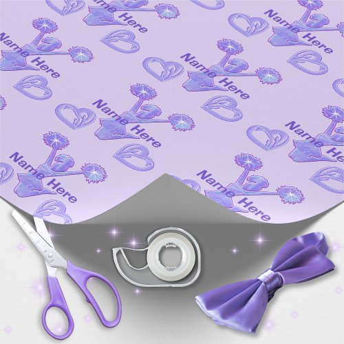 Cute Purple Personalized Cheer Wrapping Paper