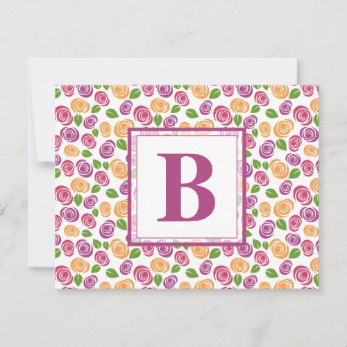 Cute Purple Personalized Monogrammed Name Initial Note Card