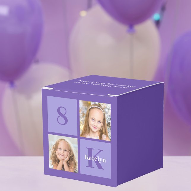 Cute Purple Personalized Photo Birthday Party Favor Boxes (Creator Uploaded)