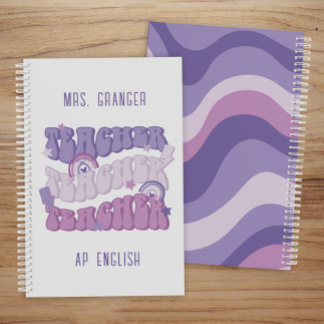 Cute Purple Personalized Retro Teacher Planner