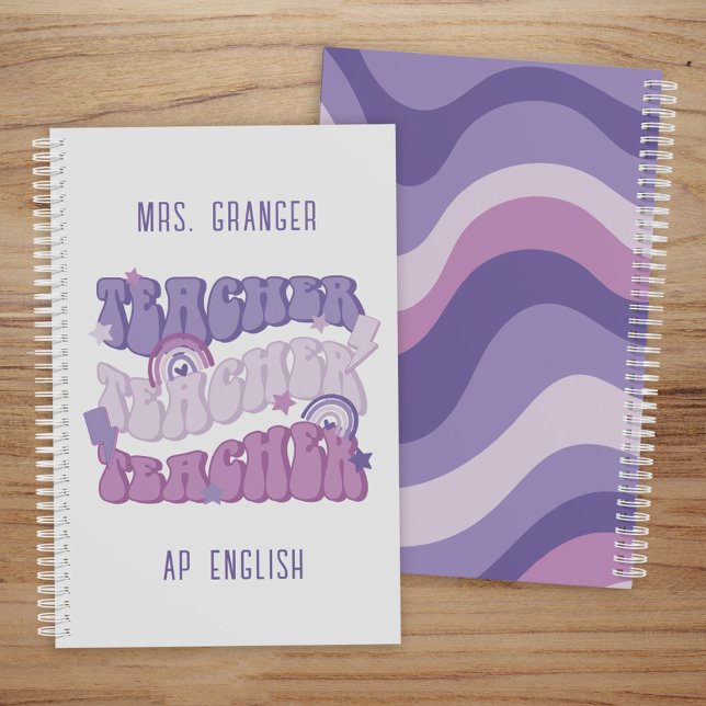 Cute Purple Personalized Retro Teacher Planner (Creator Uploaded)