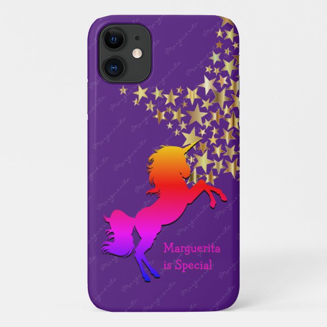Cute PURPLE Personalized UNICORN Case-Mate iPhone Case (Back)