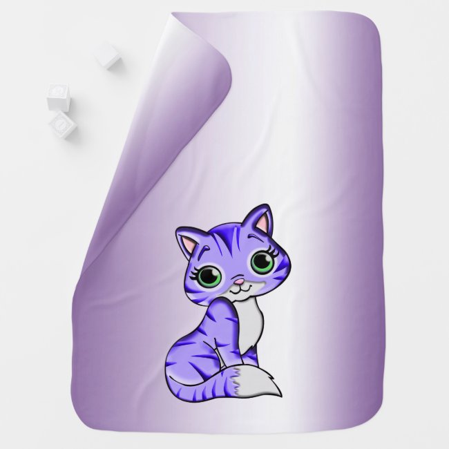 Cute Purple Pet Kitty Cat Baby Blanket