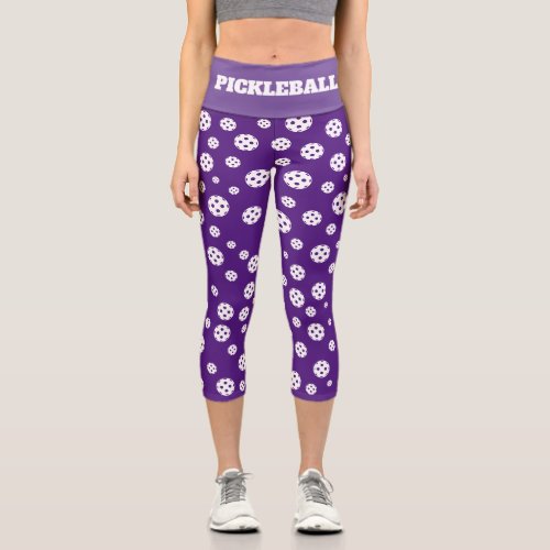 Cute purple pickleball high waist sports leggings