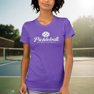 Cute purple pickleball slim fit t shirt for women