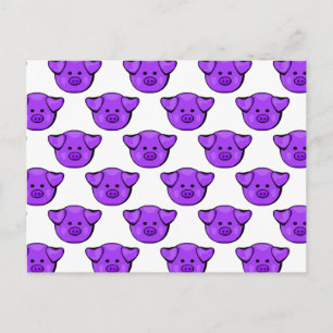 Cute Purple Pigs Postcard