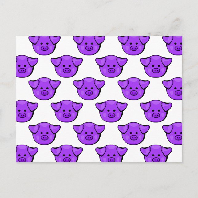 Cute Purple Pigs Postcard (Front)