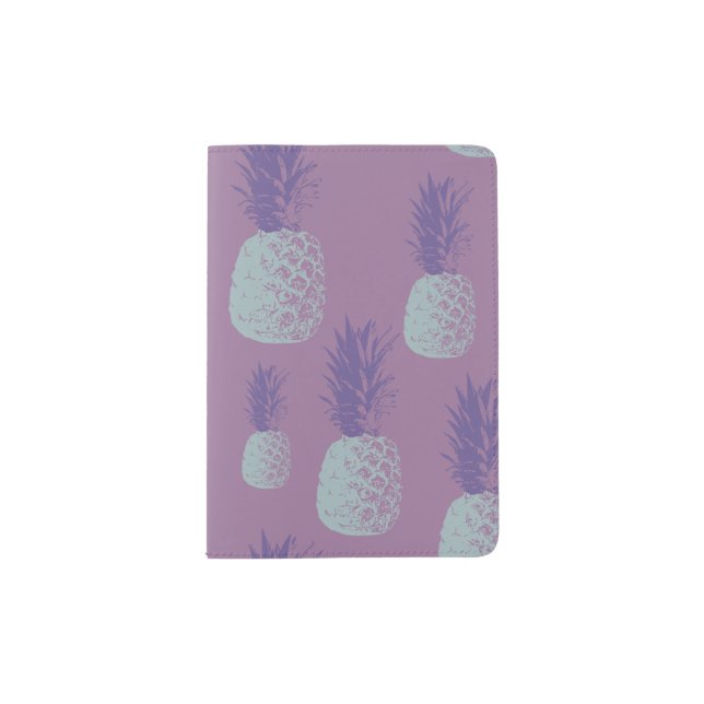 Cute Purple Pineapple Pattern Passport Holder (Front)