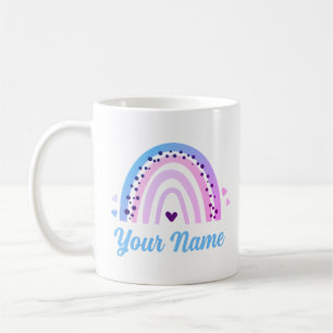 Cute Purple Pink Blue Colorful Rainbow Name Script Coffee Mug