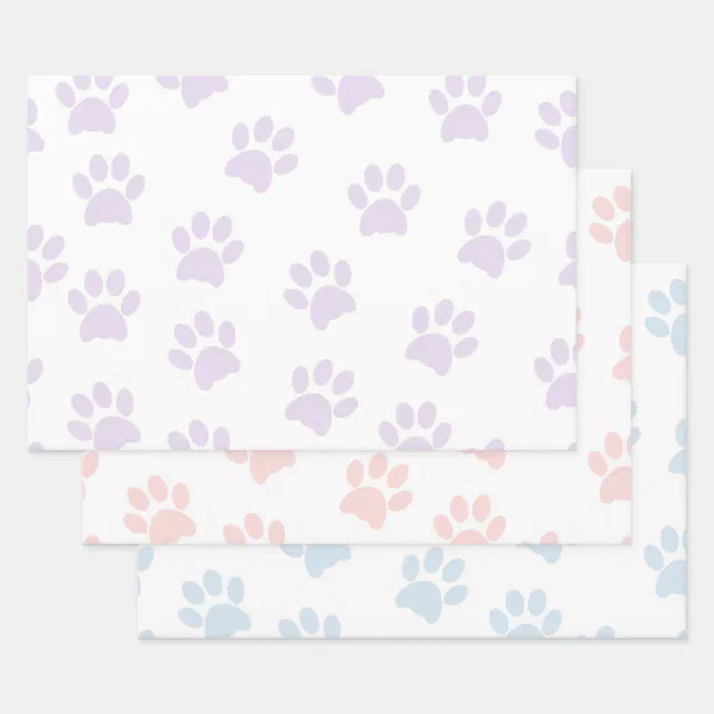 Pink Paw Prints Pattern Wrapping Paper Sheets, Zazzle