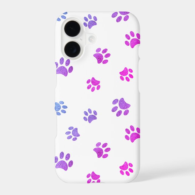 Cute Purple Pink Blue Paw Prints Case-Mate iPhone Case (Back)