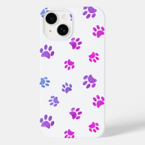 Cute Purple Pink Blue Paw Prints Case_Mate iPhone 14 Case