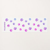 Cute Purple Pink Blue Paw Prints Custom Yoga Mat, Zazzle
