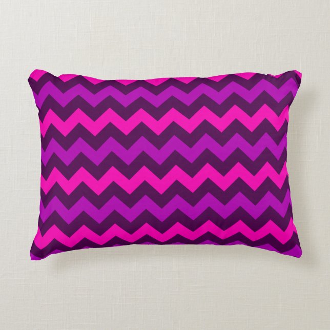 Cute Purple Pink Chevrons Accent Pillow (Front)