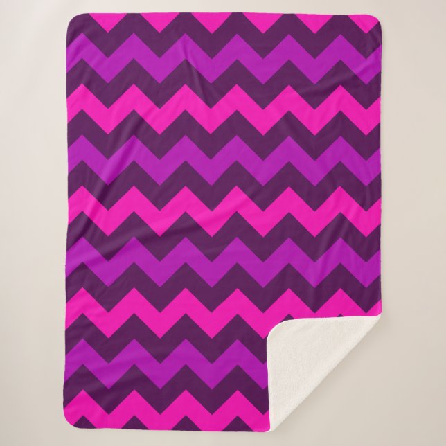 Cute Purple Pink Chevrons Large Sherpa Blanket (Front)