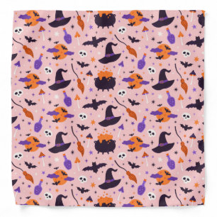 Cute Purple & Pink Halloween Pattern Bandana