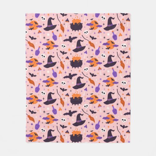 Cute Purple  Pink Halloween Pattern Fleece Blanket