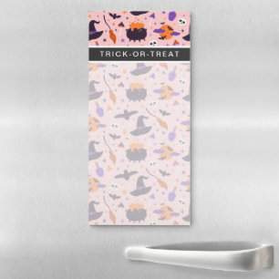Cute Purple & Pink Halloween Pattern Magnetic Notepad