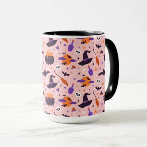 Cute Purple  Pink Halloween Pattern Mug