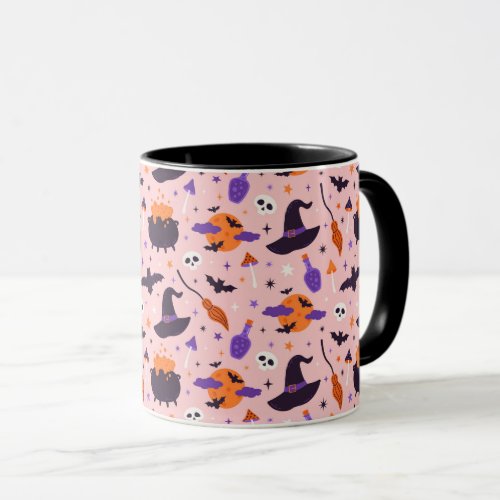 Cute Purple  Pink Halloween Pattern Mug