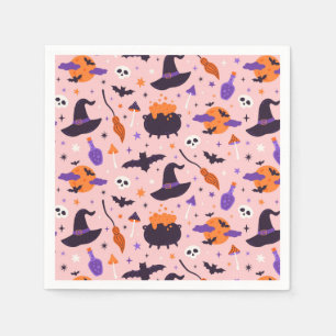 Cute Purple & Pink Halloween Pattern Napkins
