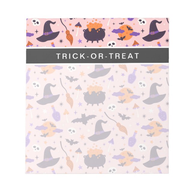 Cute Purple & Pink Halloween Pattern Notepad (Front)