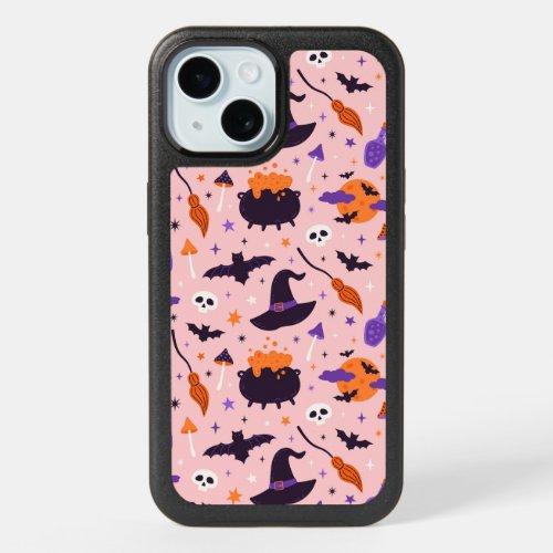 Cute Purple  Pink Halloween Pattern iPhone 15 Case