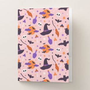 Cute Purple & Pink Halloween Pattern Pocket Folder
