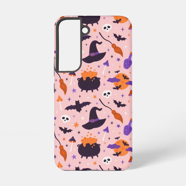 Cute Purple & Pink Halloween Pattern Samsung Galaxy Case (Back)