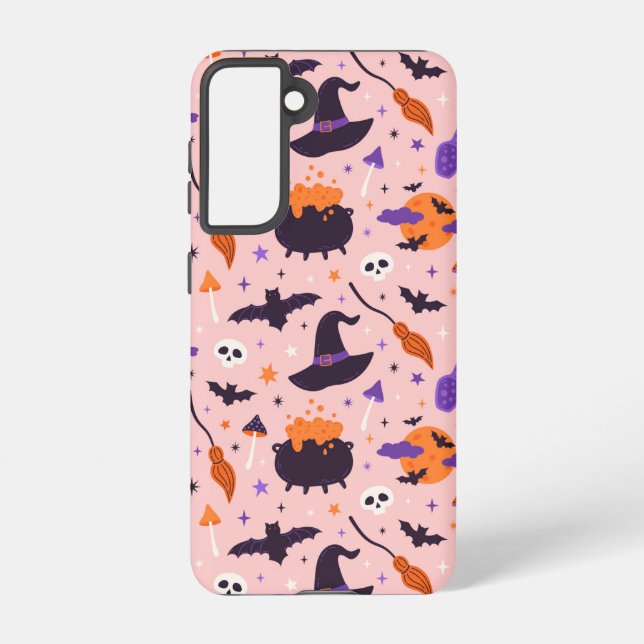 Cute Purple & Pink Halloween Pattern Samsung Galaxy Case (Back)