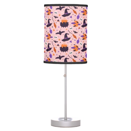 Cute Purple  Pink Halloween Pattern Table Lamp