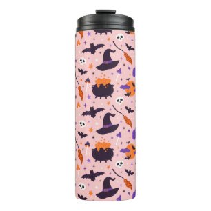 Cute Purple & Pink Halloween Pattern Thermal Tumbler