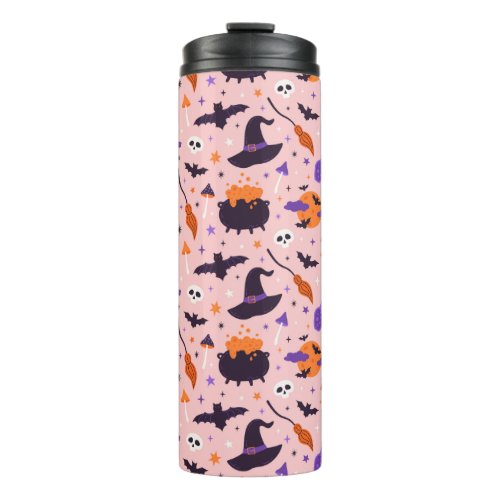 Cute Purple  Pink Halloween Pattern Thermal Tumbler