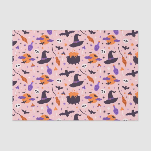 Cute Purple & Pink Halloween Pattern Tissue Paper (Front)