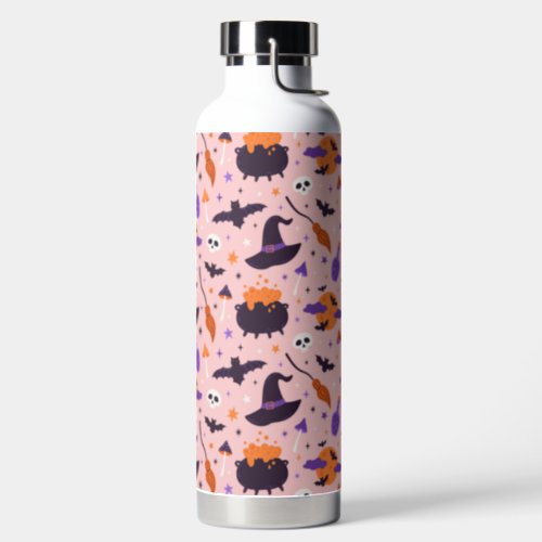 Cute Purple  Pink Halloween Pattern Water Bottle