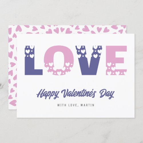 Cute Purple Pink Heart Happy Valentines Day Holiday Card