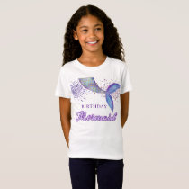Cute Purple Pink Modern Glitter Mermaid Birthday T-Shirt