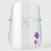 Cute Purple Pink Retro Flowers Face Shield