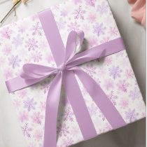 Cute Purple Pink Snow Flakes Pattern Wrapping Paper