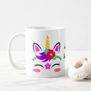 Cute Purple Pink Unicorn Red Flower Personalized Coffee Mug